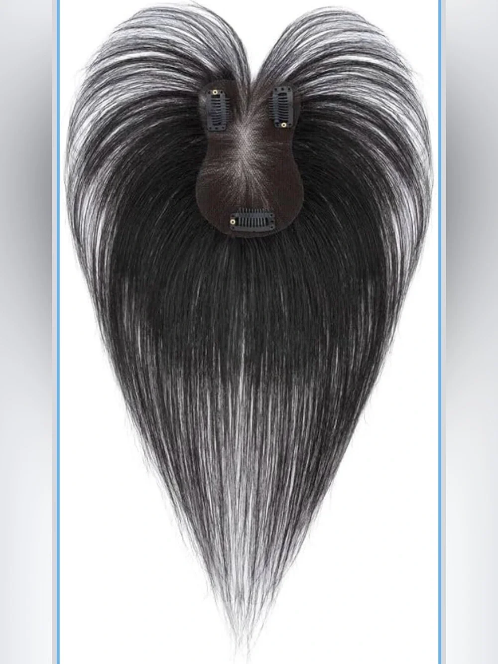Hair Topper Real Human Hair Upgrade 360°3D Cover Clip in Wispy Bangs